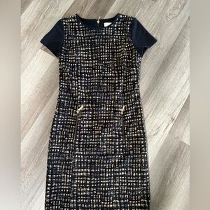 Michael Kors Black and White Sheath Dress Short Sleeve Crew Neck